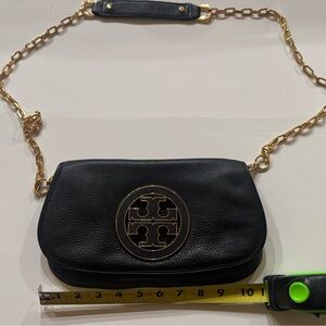 Classic Tory Burch black pebbled leather crossbody